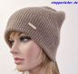 Preview: 100% Kaschmir zweifarbige Mütze braun-beige