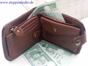 Preview: Brieftasche aus echten Leder in braun      praktisch, stilbewusst und langlebig