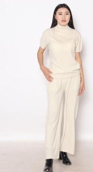 Preview: Strickpullover - Kurzarm- aus 100% Kaschmir in der Farbe beige