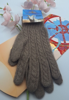 Negun-Cashmere: 100% Kaschmir Handschuh, braun