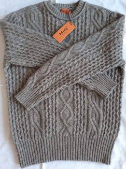Strickpullover aus 100% Yak-Wolle mit Zopfmuster Größe XL aus der Mete ® Collection