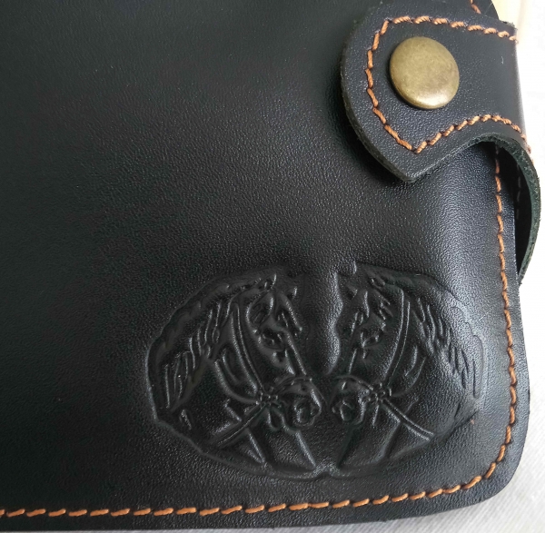 Brieftasche echtes Leder in schwarz      praktisch, stilbewusst und langlebig   Motiv: Pferdekopf - Paar